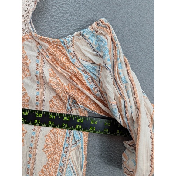 Emma G Cold Shoulder Top Crochet Lace Peasant Boho Tunic Rayon Womens Size L NWT - Picture 6 of 11